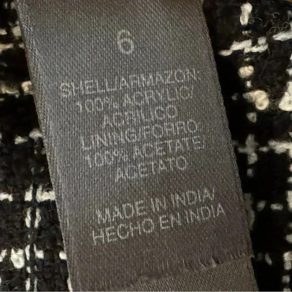 BISOU BISOU Michelle Bohbot Tweed Fringe Black Blazer Jacket Women’s Sz 6 Small - Picture 10 of 16